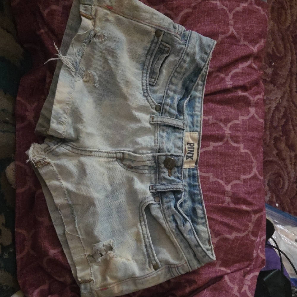 PINK Victoria's Secret Light Blue Jean Shorts Vintage Y2k Size 0